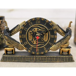 Wings Of Isis Egyptian Sculptural Hieroglyphic Numbers Design Toscano 16" Clock 