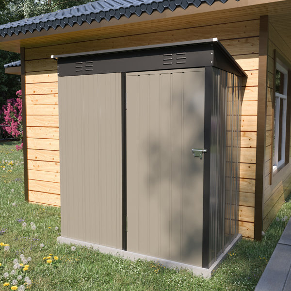 Patio Lawn Tool Storage Shed with Floor Frame for Backyard Aoxun 6' x 8' Outdoor Metal Storage Shed with Sliding Door 