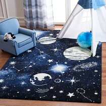 Color Cosmic Space and Stars Pattern Area Rugs Soft Living Room Round Floor Mat 