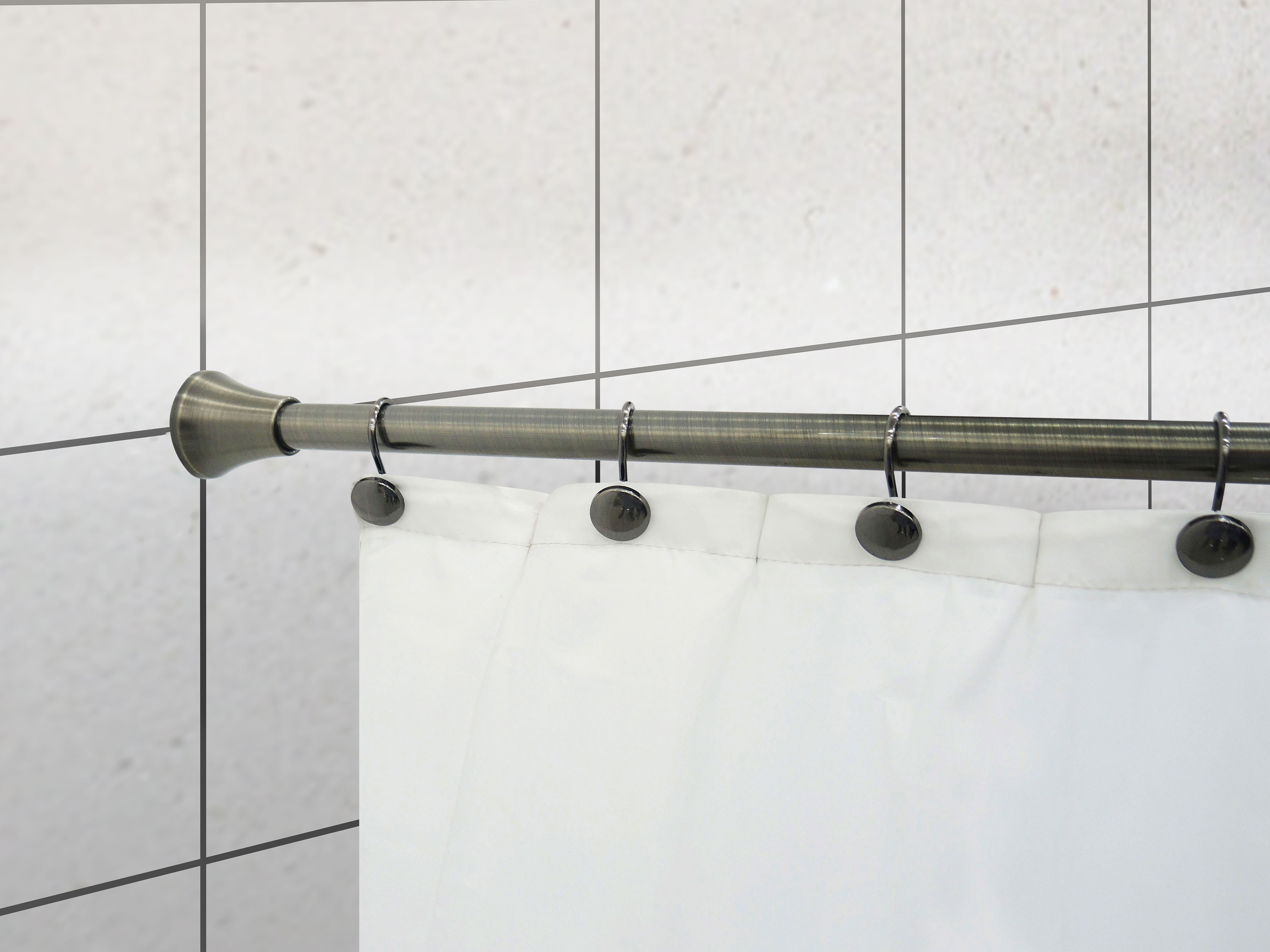 Indecor Home Adjustable Straight Tension Shower Curtain Rod & Hook Set