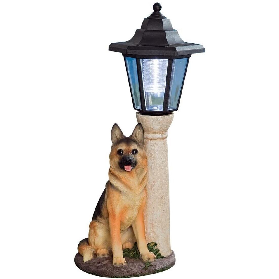 2 Outdoor Garden Solar German Shepherd Dog LED Lantern Light Post Landscape Lamp 