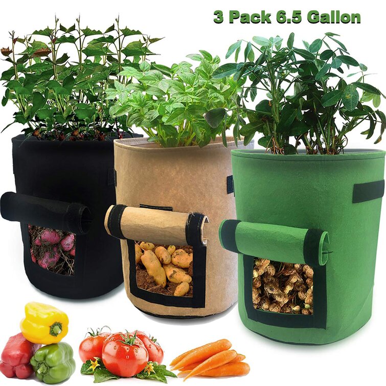 2 PCS 7 Gallon Potato Vegetable Grow Bags Garden Non-Woven Fabric with Handle 