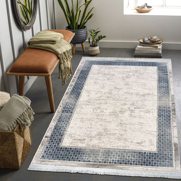 Williston Forge Pilika Cotton Grey/Blue Rug | Wayfair.co.uk