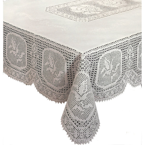 72x126" White Oval 100% Cotton Handmade Crochet Lace Tablecloth Vintage Style 