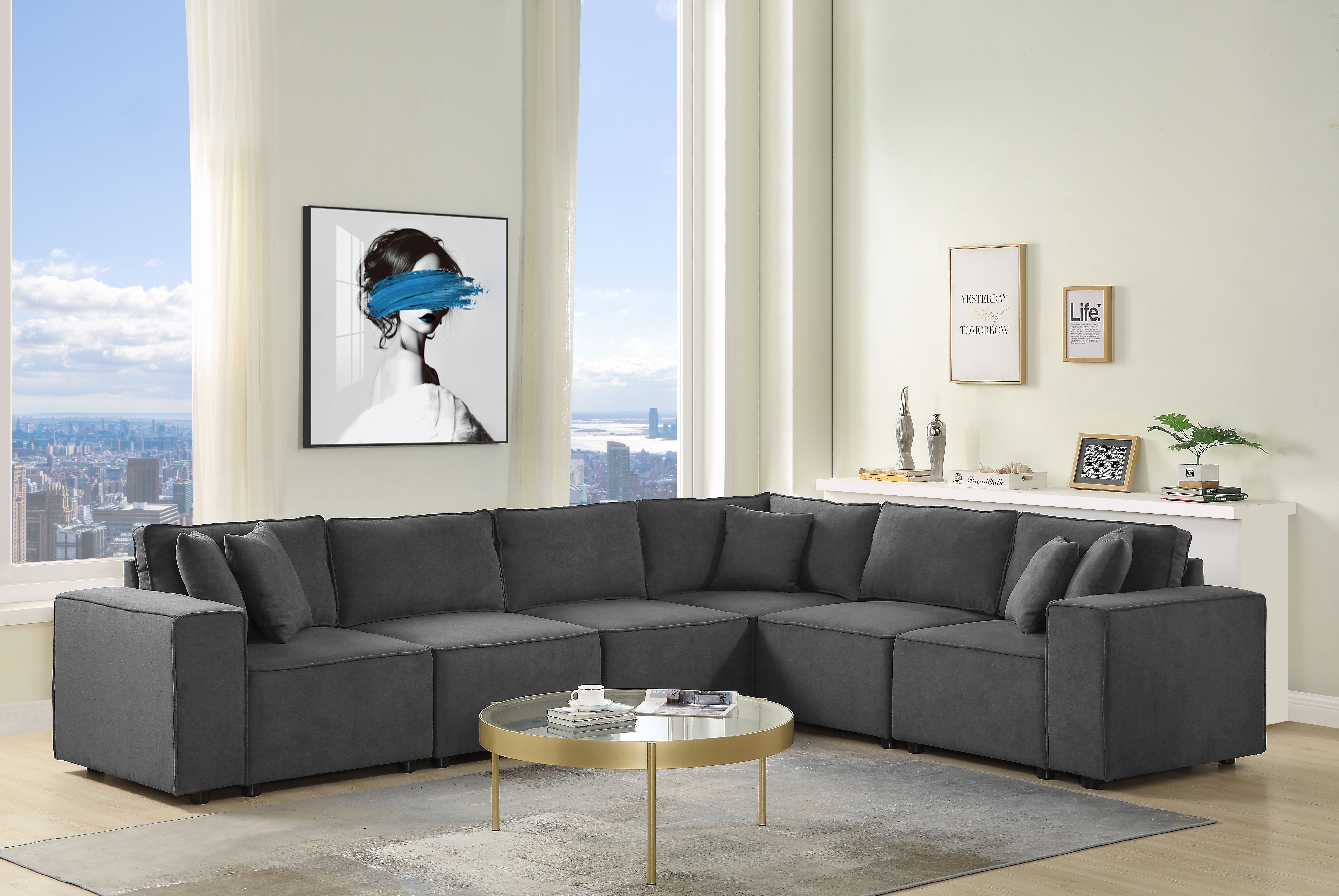 AndrewHomeStudio 6 Piece Upholstered Sectional Wayfair