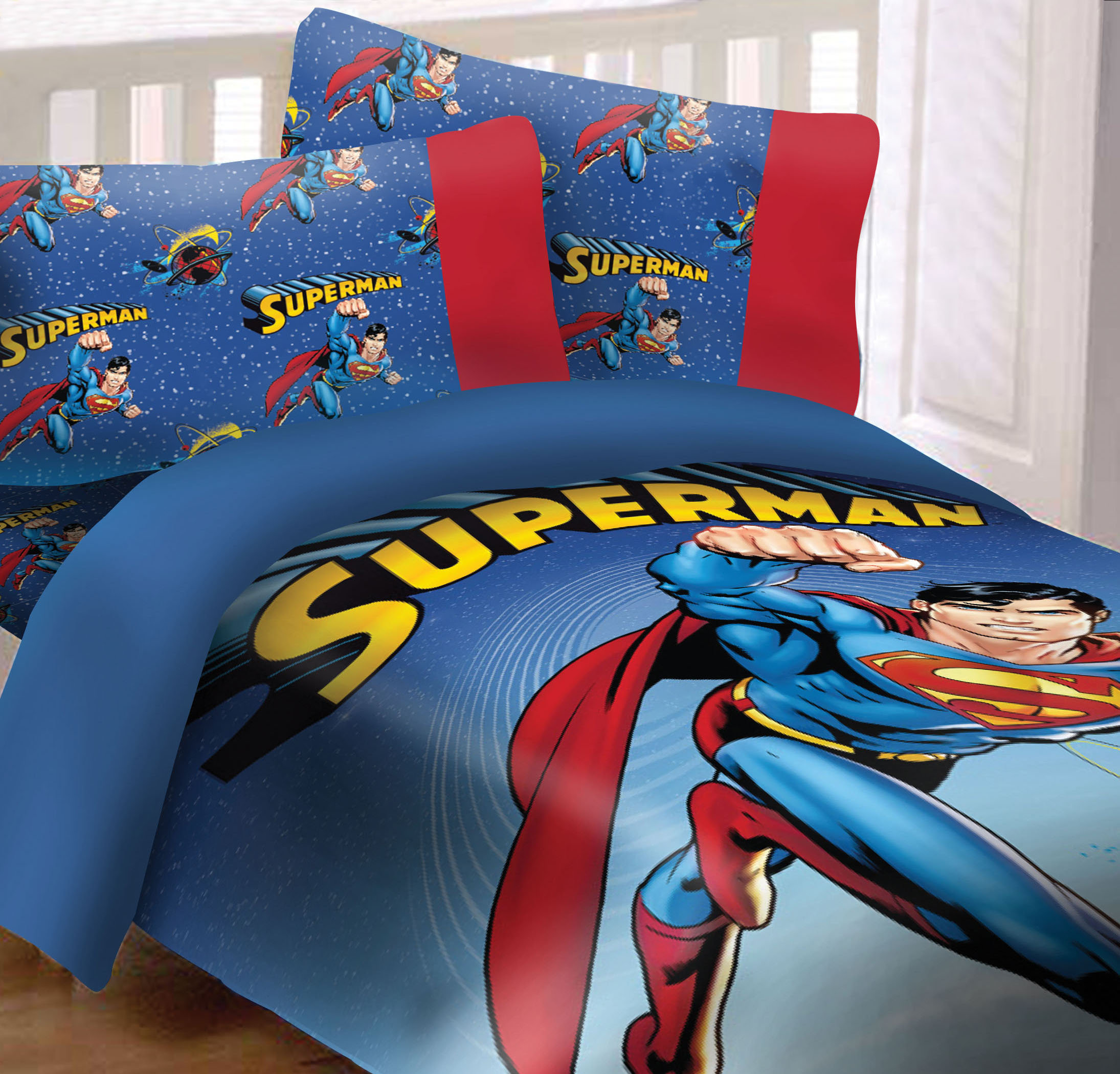 Crover Superman Universe Comforter Set, Men's, Size: Twin, Red