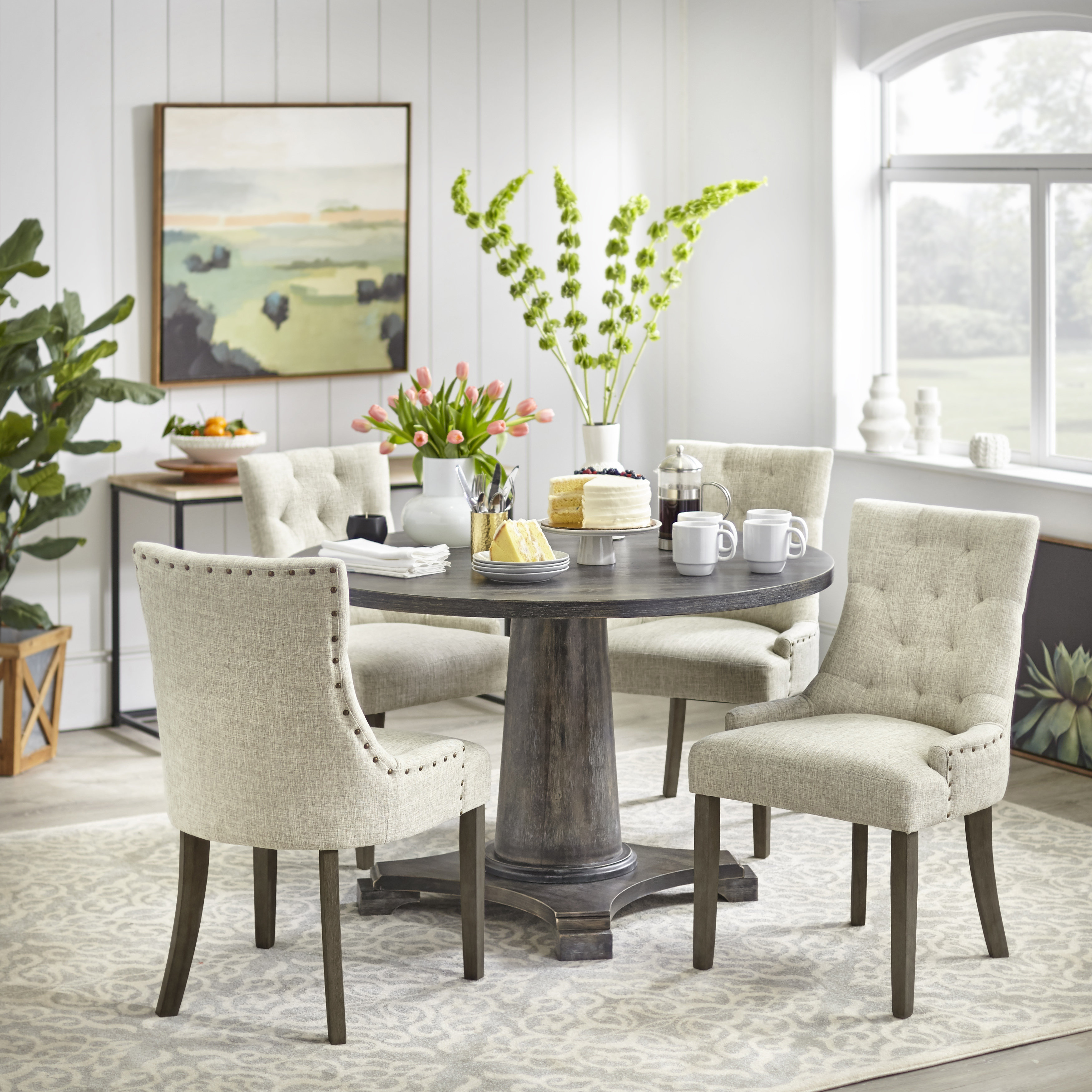 Laurel Foundry Modern Farmhouse Tannehill 5 Piece Pedestal Dining Set