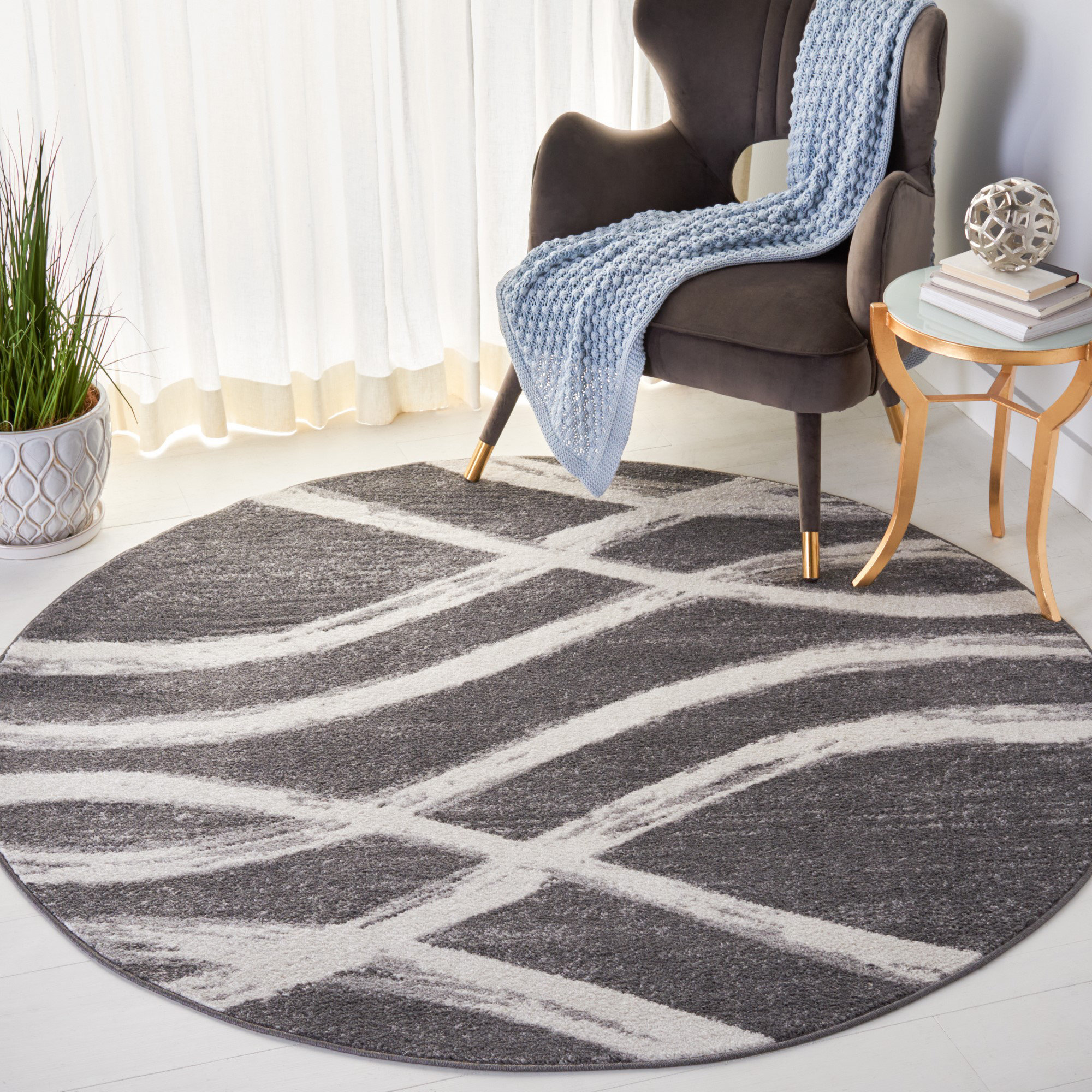 Wrought Studio Andrzelika Abstract Charcoal/Ivory Area Rug & Reviews