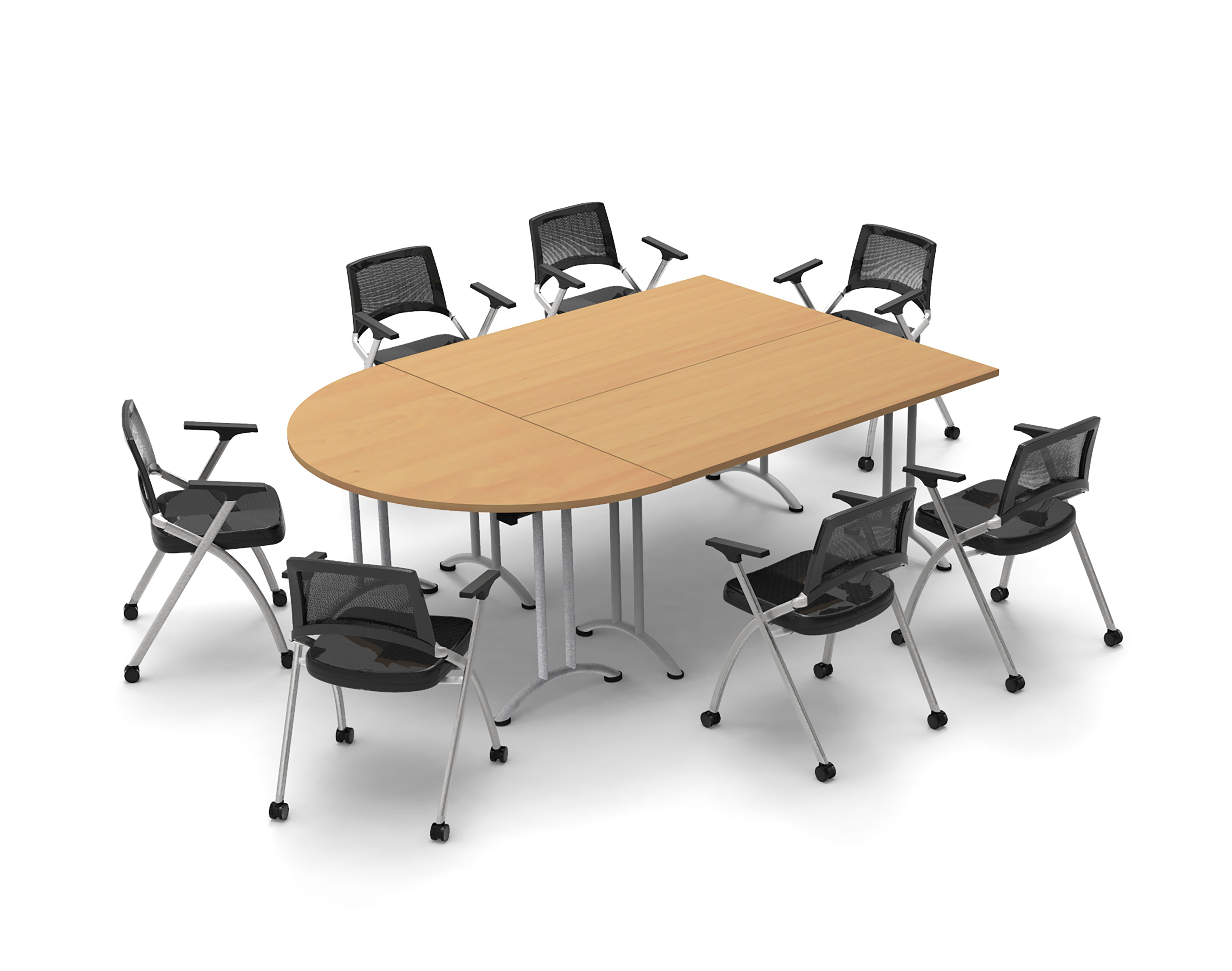 TeamWORK Tables 7 Person Conference Meeting Tables with 7 Chairs