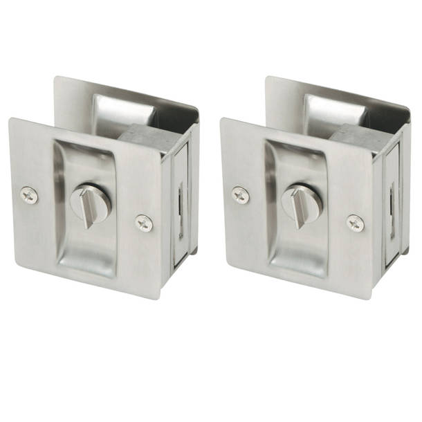 Stone Harbor Tall Pocket Door Lock - Satin Nickel Finish, HL82304 Model - View #8
