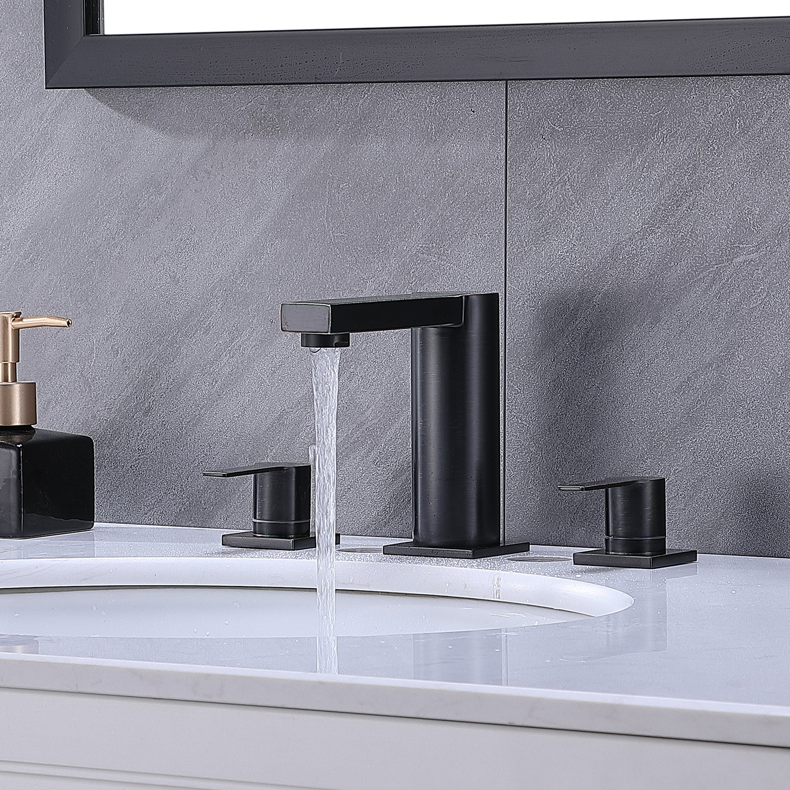 Hotis Matte Black Stainless Steel Widespread Bathroom Faucet | Wayfair