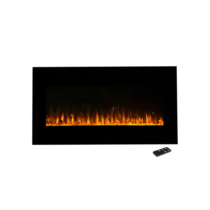 Wrought Studio Allmeria Electric Wall Mounted Fireplace