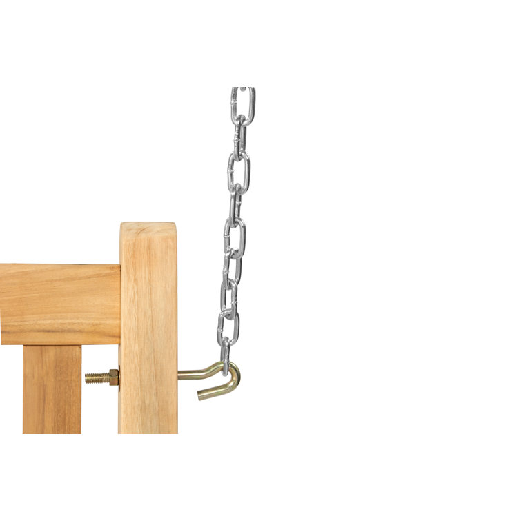Swing Bench SAM Möbel Outlet Susana Garden Swing Made of Teak Wood Weatherproof and Stable Polished and Natural Hanging Bench with 120 cm Width 