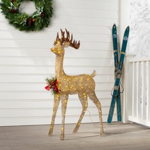 CHRISTMAS HOLIDAY RUDOLPH REINDEER  OUTDOOR LIGHTED ORNAMENT 45" TALL 150 LIGHTS 