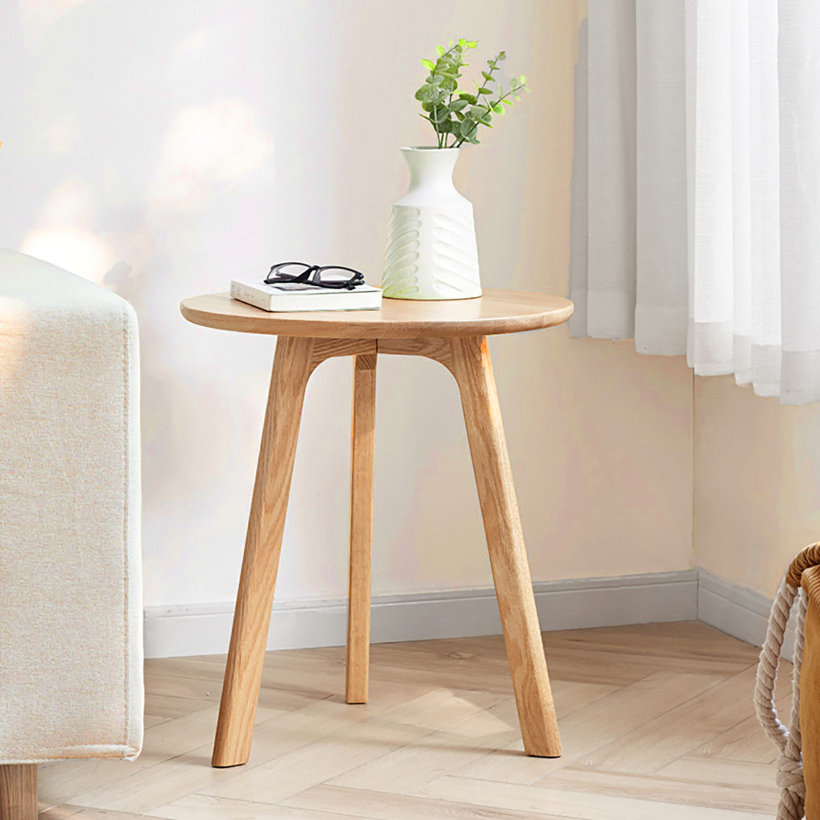 Corrigan Studio® Solid Oak Round Side Table Wayfair