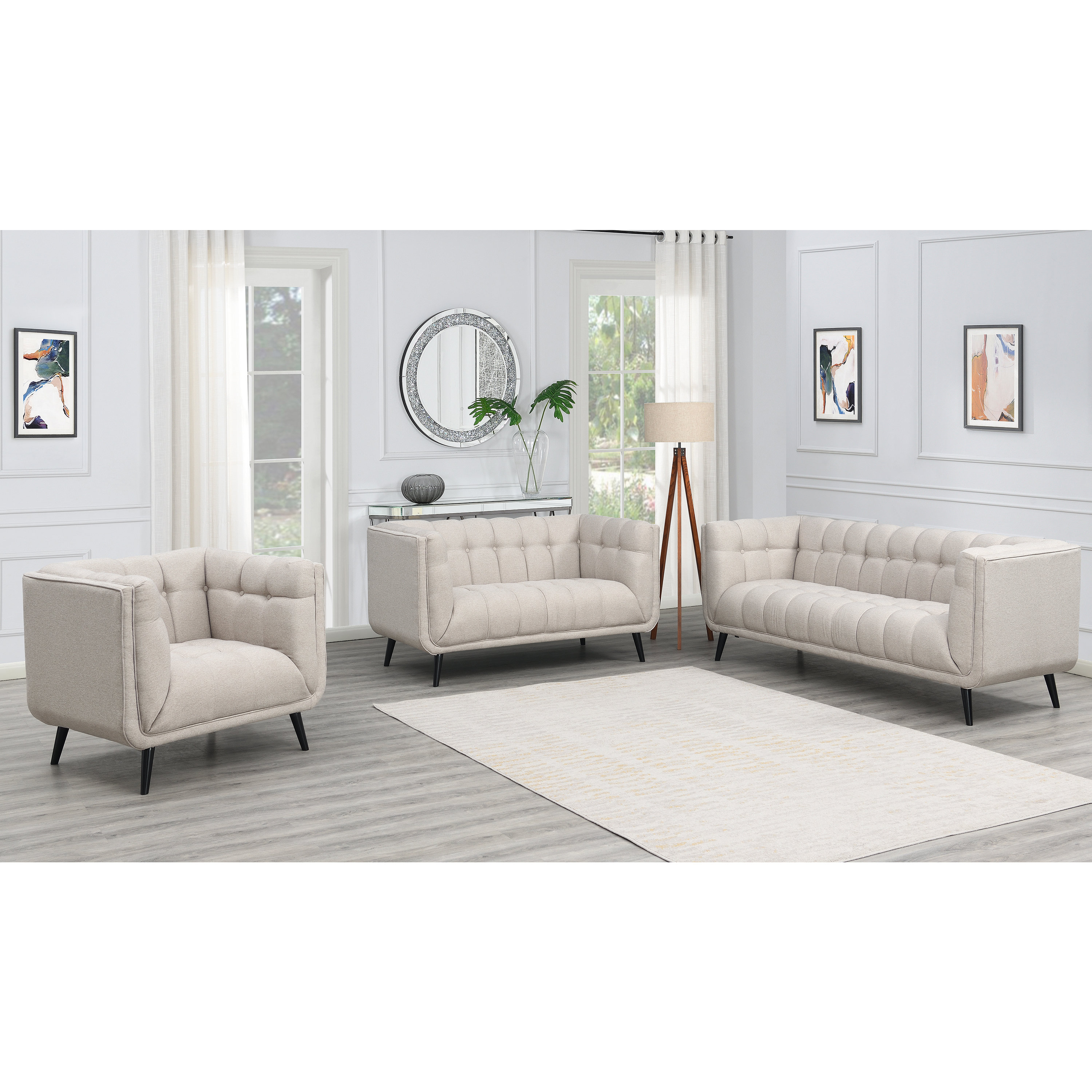 Corrigan Studio® Modern MidCentury 3Piece Button Tufted Upholstered