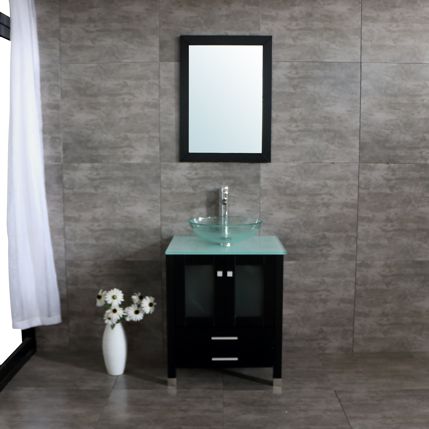 Latitude Run® Leftbank 24'' Freestanding Single Bathroom Vanity with Glass Vanity Top & Reviews