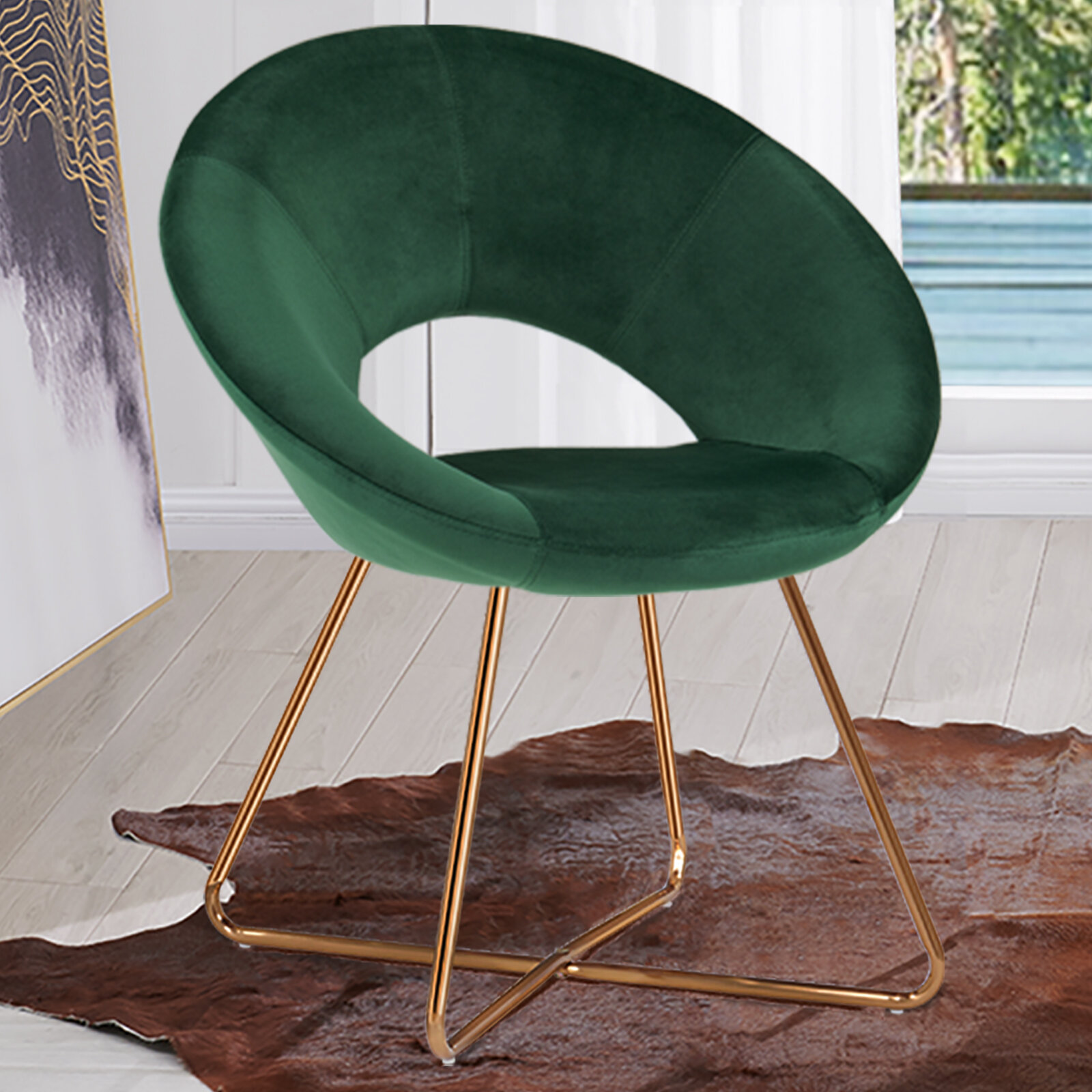 28.35” Wide Velvet Papasan Chair