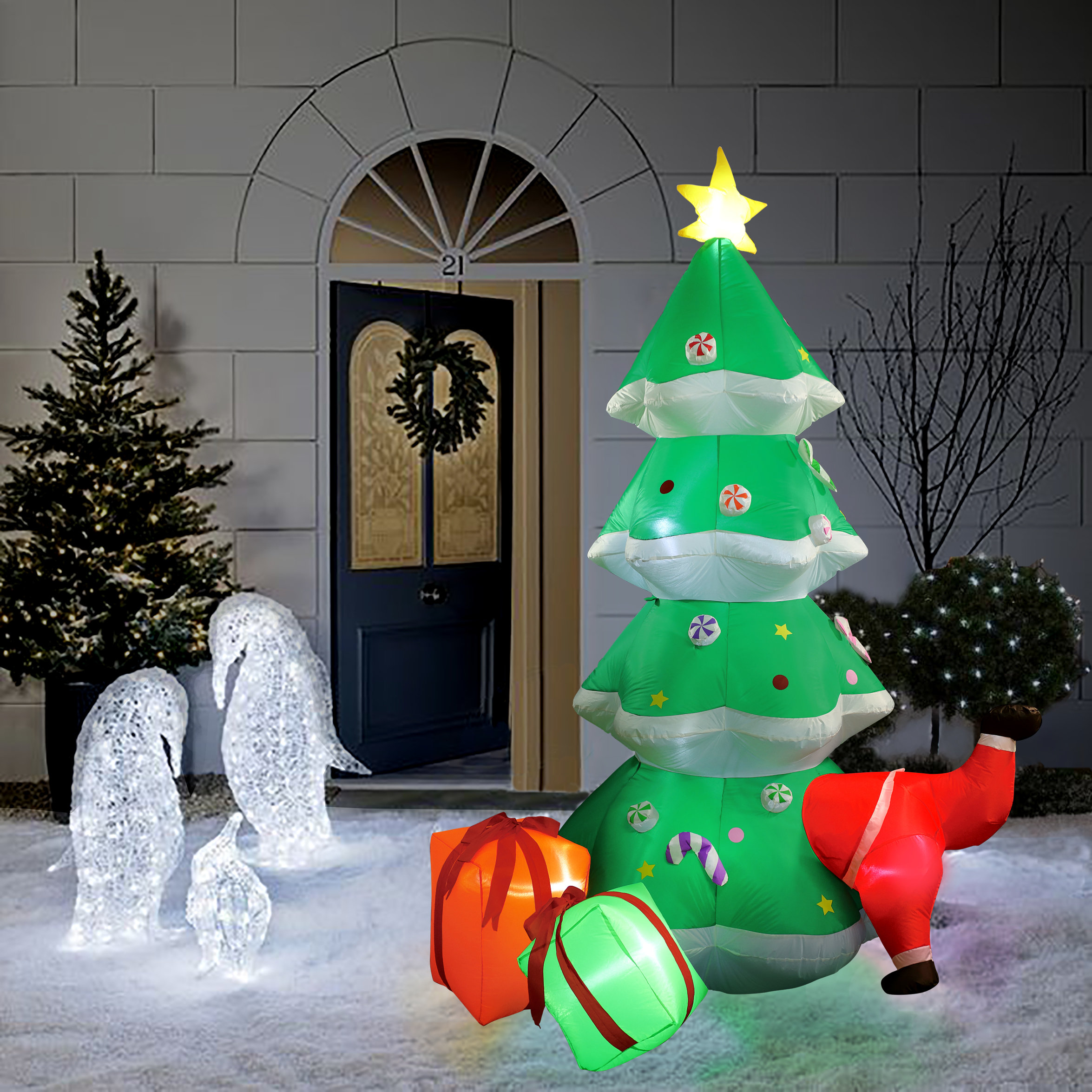 The Holiday Aisle® Inflatable Santa Stuck in Christmas Tree Outdoor with LED  Lighting Christmas Yard Decoration & Reviews | Wayfair