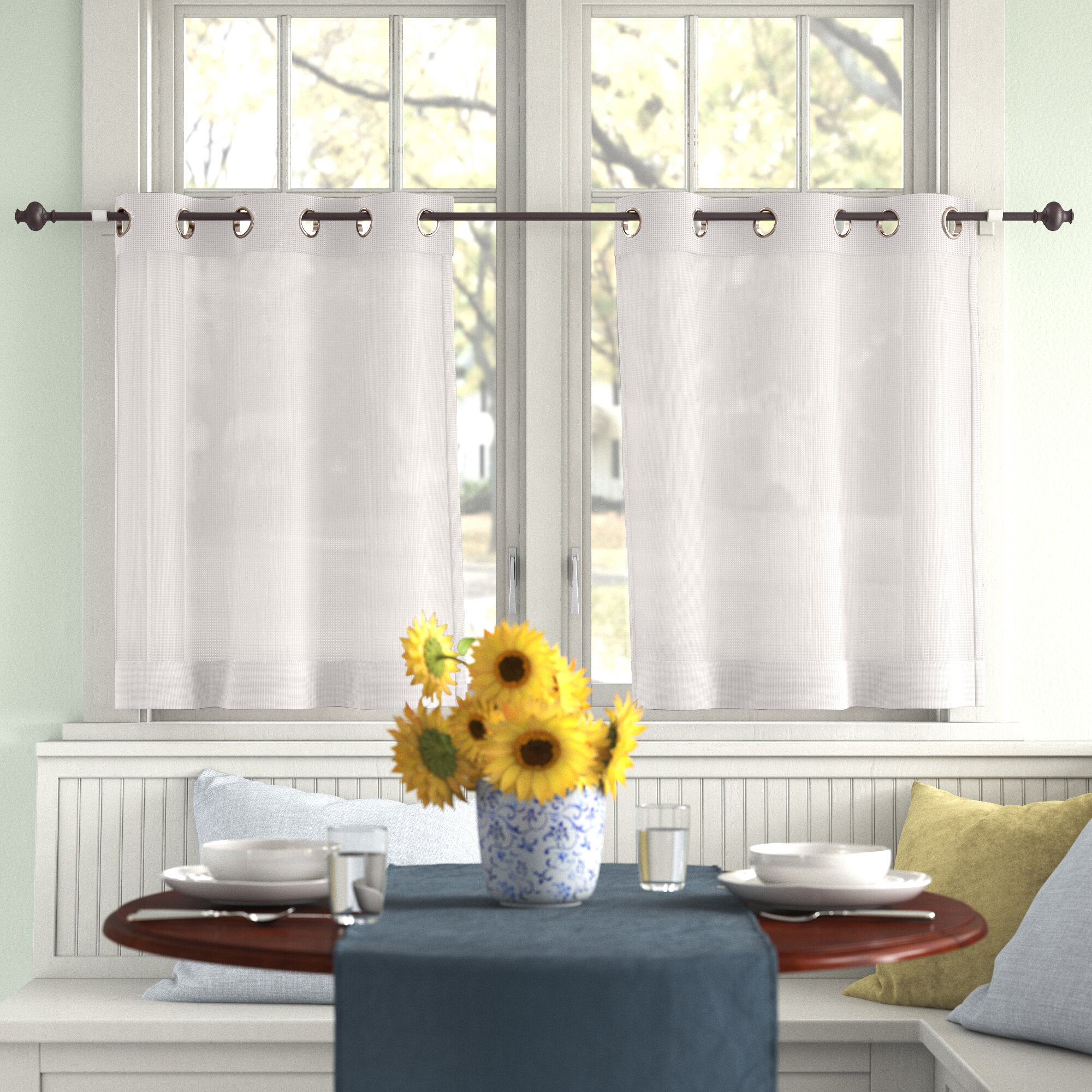 All Size Grommet Tailored Tier Half Curtain Window Valance Voile Cafe Panel 