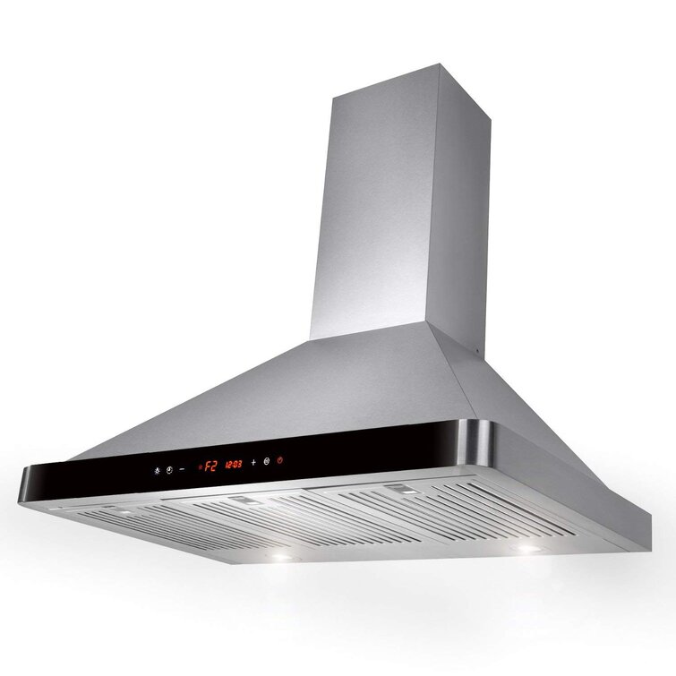 Wall Mounted Range Hood Convertible Stainless Steel Powerful Suction Adjustable 