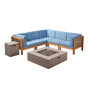 Teak Frame / Blue Cushion