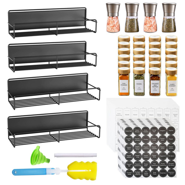 Prep & Savour Damarquis 4 Pack Magnetic Spice Rack Organizer with 24PCS ...