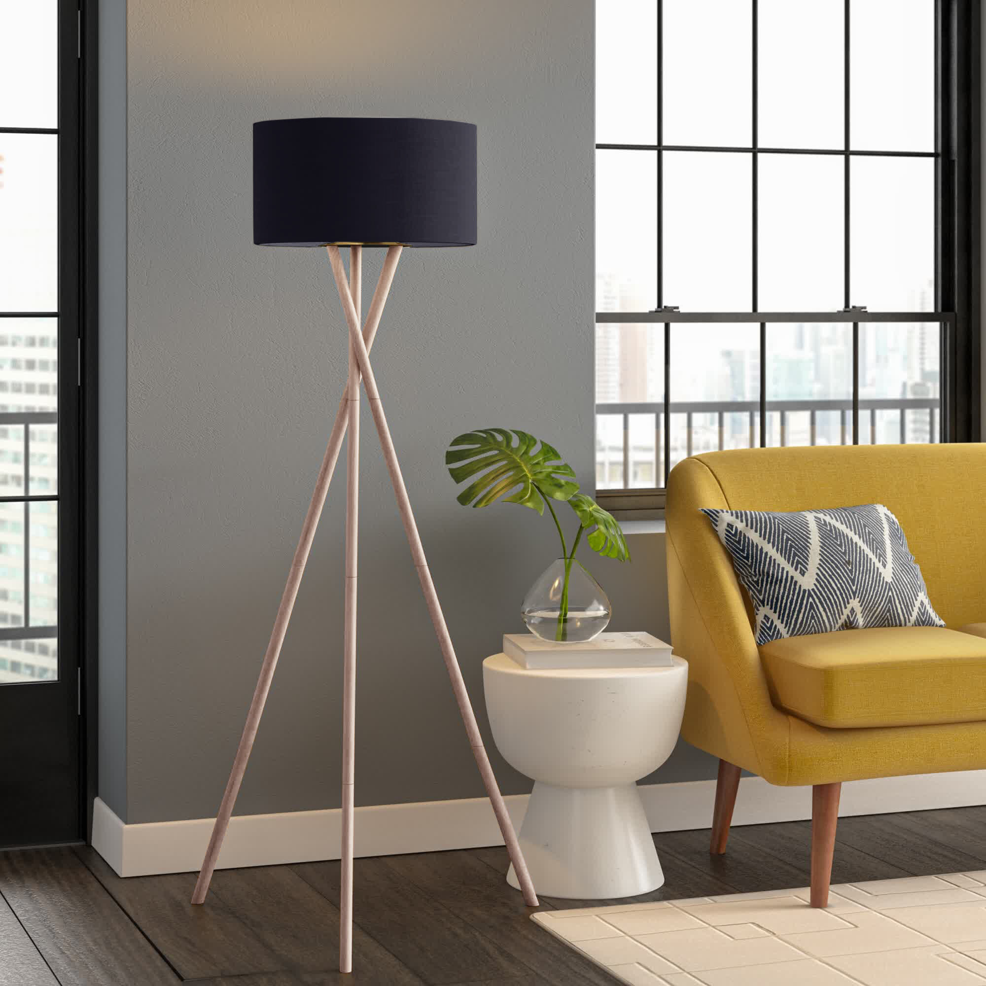 KAIT Modern Gold Floor Lamp Tripod Standing Lamps Metal for Living Room 
