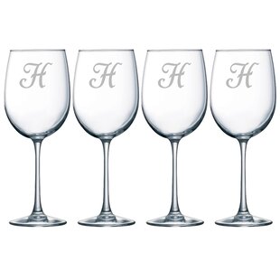 Choose Your Letter Premium Monogrammed Stemless Wine Glass Pewter Crest 
