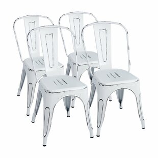 Industrial Style Antique White Metal Restaurant Chair For Indoor 