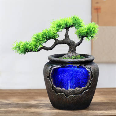 babytowns Desktop Rockery Water Fountain Decoration Inddoor Tabletop Waterfall Fountain Environmental Resin Waterfall Home Office Living Room Decor with LED Colorful Lights icluding fog 