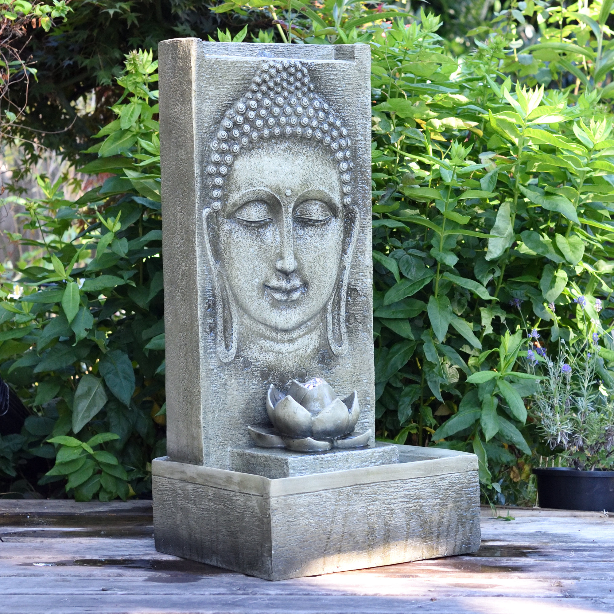 Bungalow Rose Tranquil Buddha Fountain With Lights Wayfair