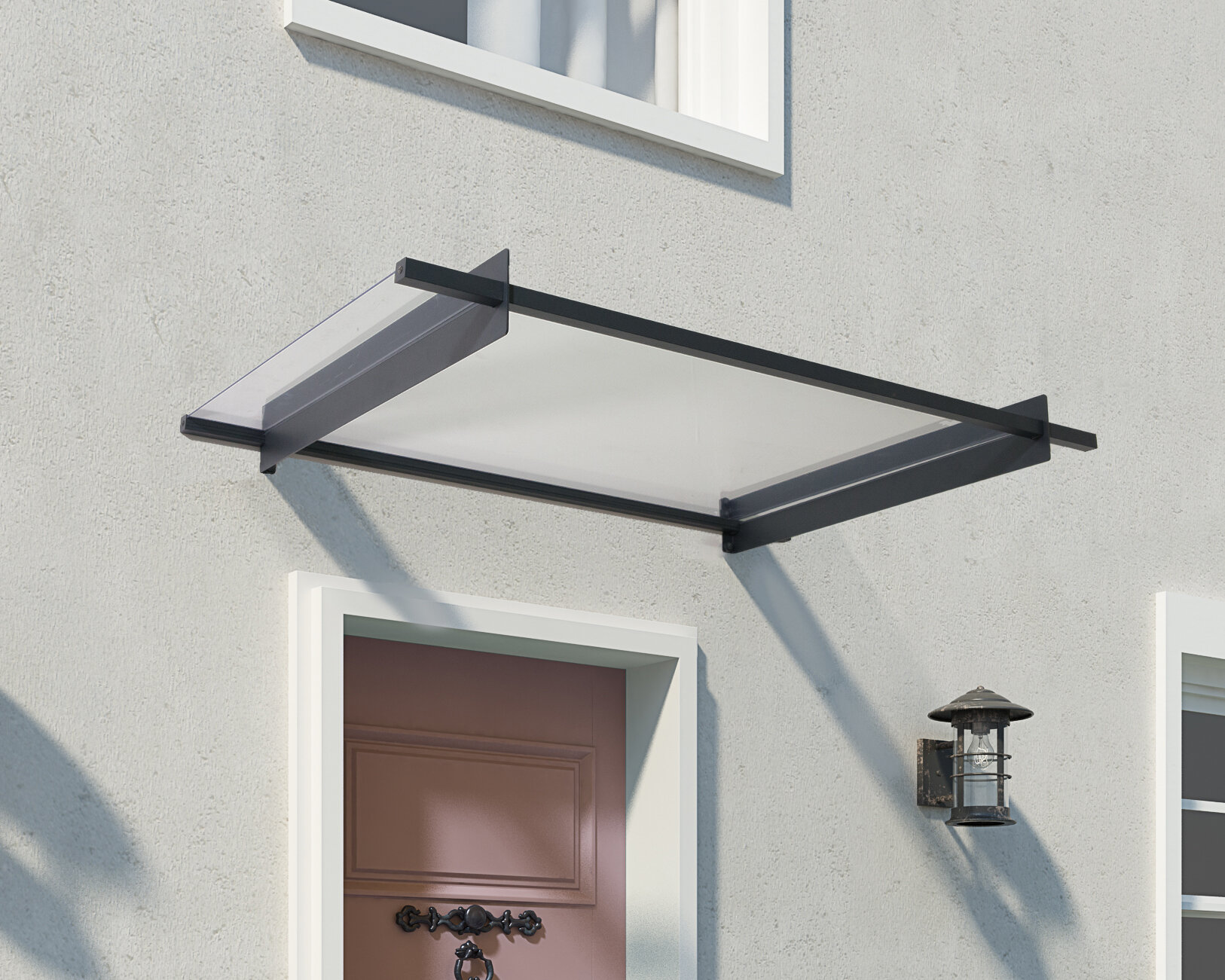 47.2x39.4, Black Front Door Patio Cover Outdoor Polycarbonate Sheet Unfade Memory Window Awning Door Canopy 
