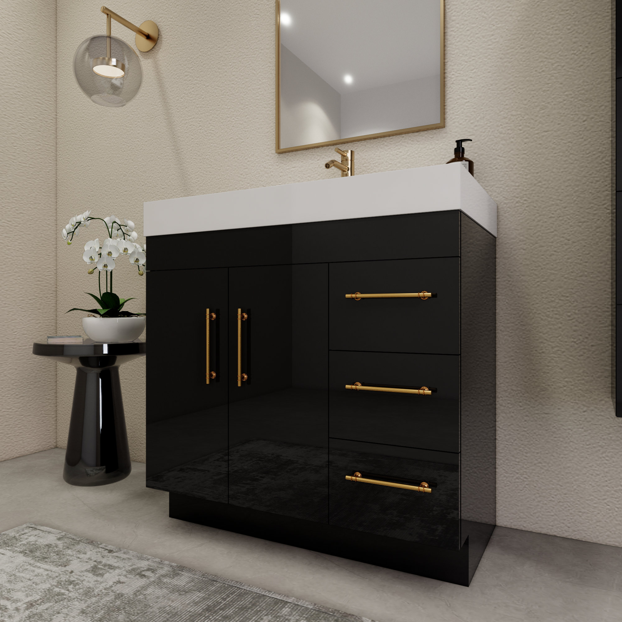 Morenobath 35.7'' Freestanding Single Bathroom Vanity with Reinforced