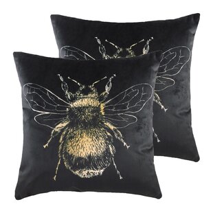 Arthouse Meadow Bees Cushion Grey White Pillow Scatter Polyester Filled 