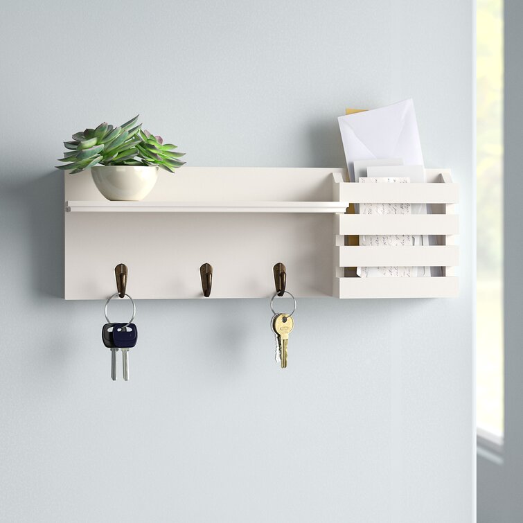 Wall Mount Key Letter Rack Hanger Holder 5Hook Mail Storage Organizer Home Shelf 