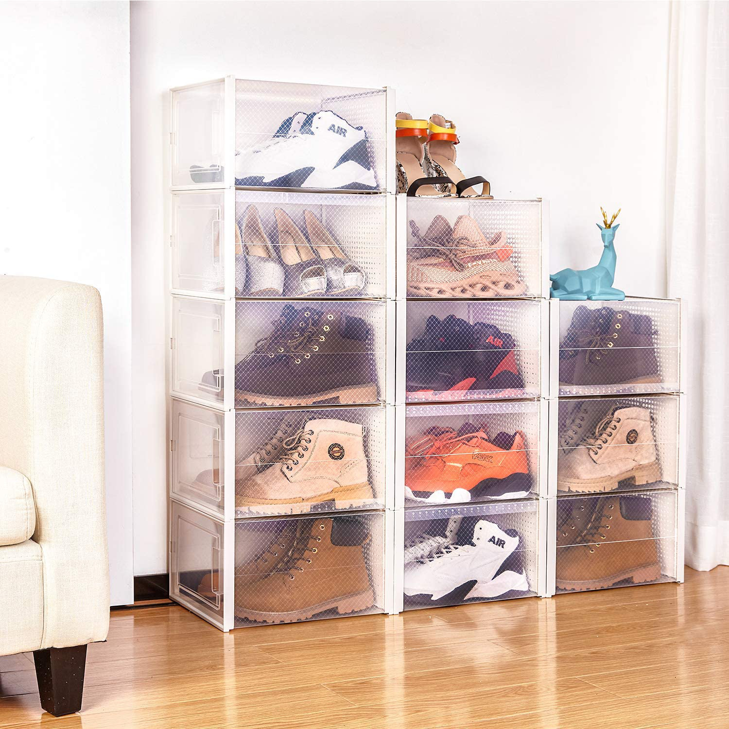 Rebrilliant Waytrim Storage Shoe Box, Foldable Clear Sneaker Display