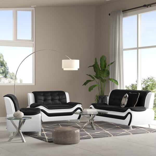 Faux Leather Modern Set Stylish ITZ Modern Furniture 3PC Living Room Sofa Set 