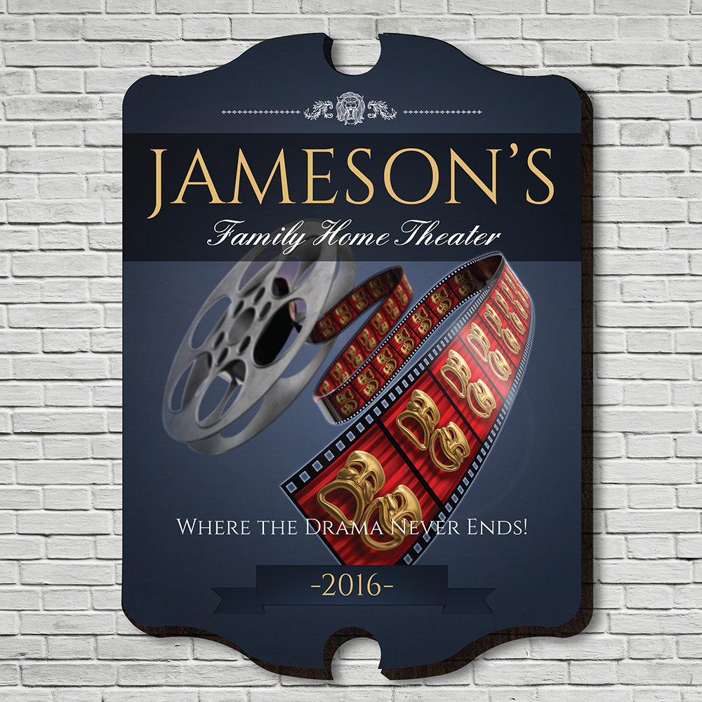 Home Wet Bar Family Movie Time Personalized Home Theater Sign Wall ...
