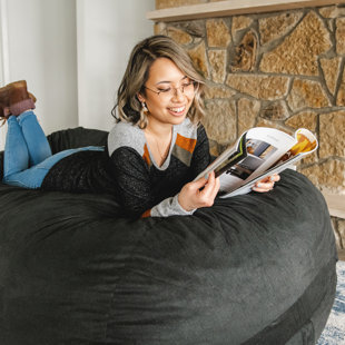 Black Living Room Bean Bag Cover Soft Suede Reading Relaxing Movie Chair Couch 