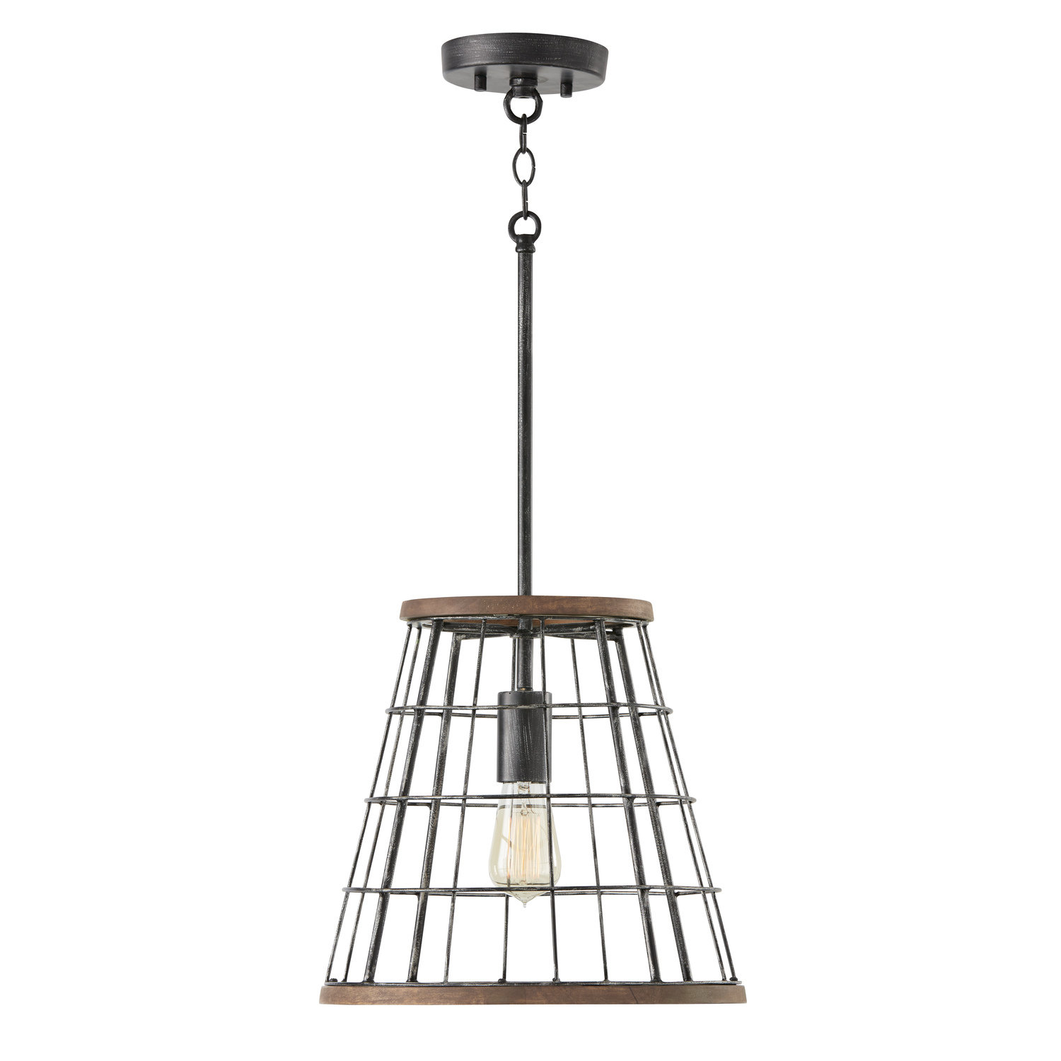 Gracie Oaks Gabourey 1 Light Single Cone Pendant with Wood Accents