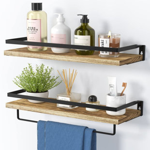 Simple Wall-mounted Shelves Iron Rack Wood Board Hanger Towel Holder Storager 