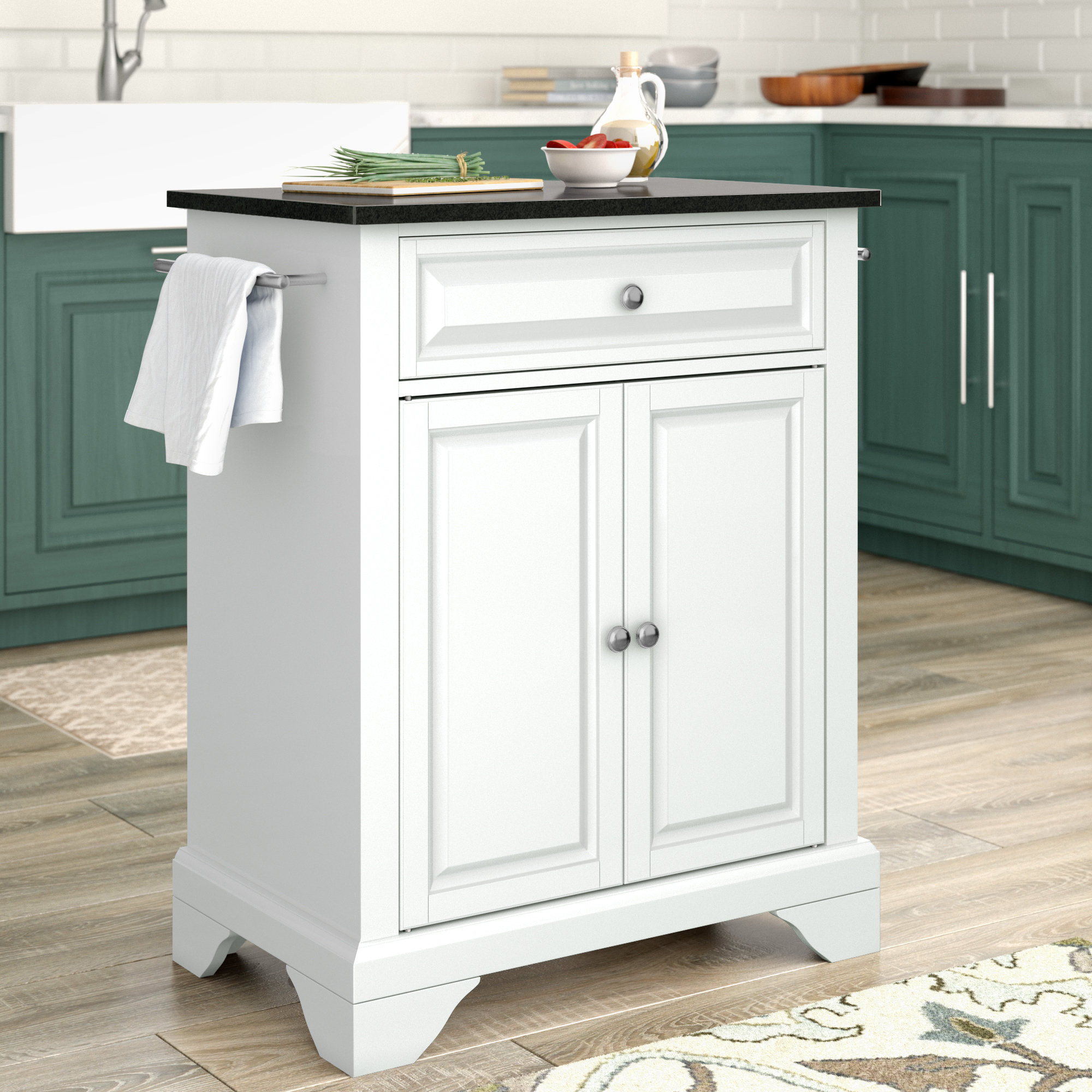 Three Posts™ Hedon Granite Kitchen Cart & Reviews Wayfair