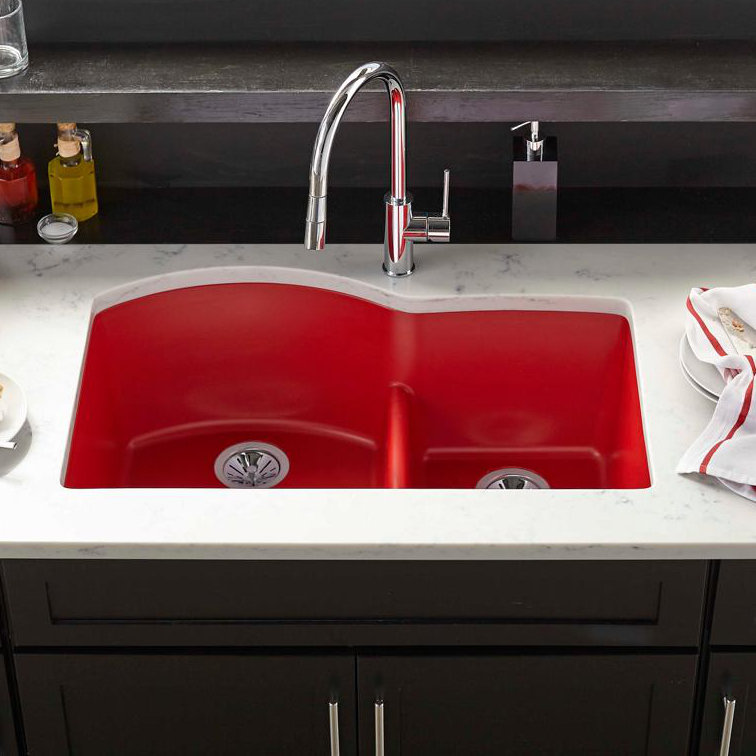 Elkay Quartz Luxe 22'' W Double Bowl Stainless Steel Undermount Kitchen ...