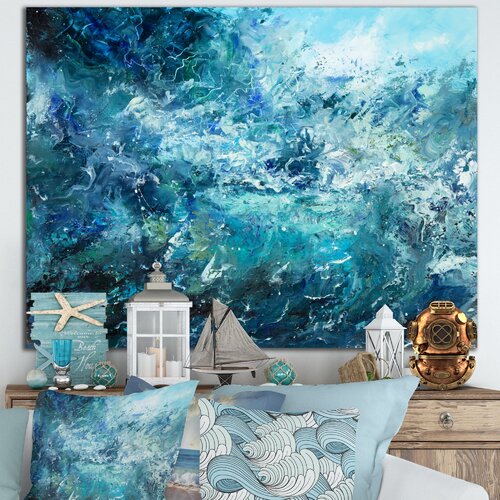 The Twillery Co.® Balfor Wild Blue Ocean Waves V - Painting on Canvas ...