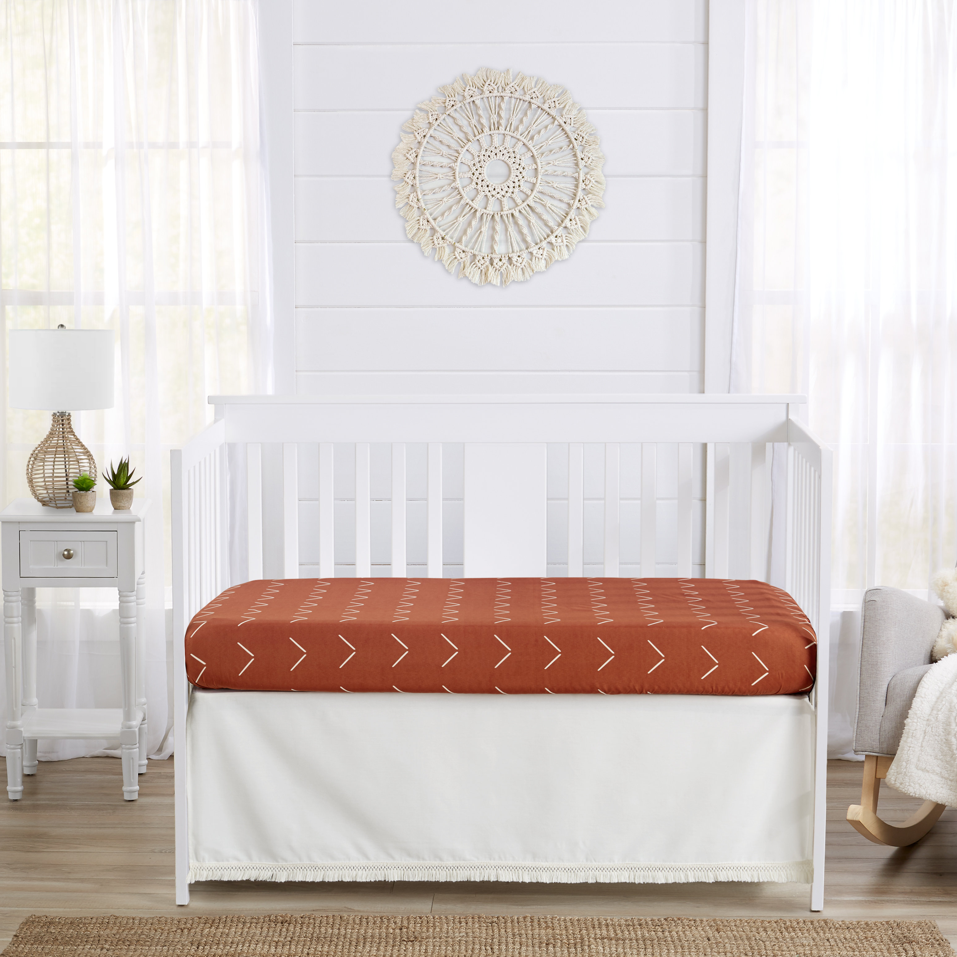 White Bed Skirt Sweet Jojo Designs Boho Crib Skirt Ivory Fringe