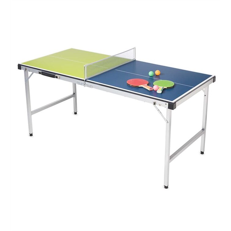 Blue 58" Portable Folding Ping Pong Table Game Ball Paddle Net Set In/Outdoor 