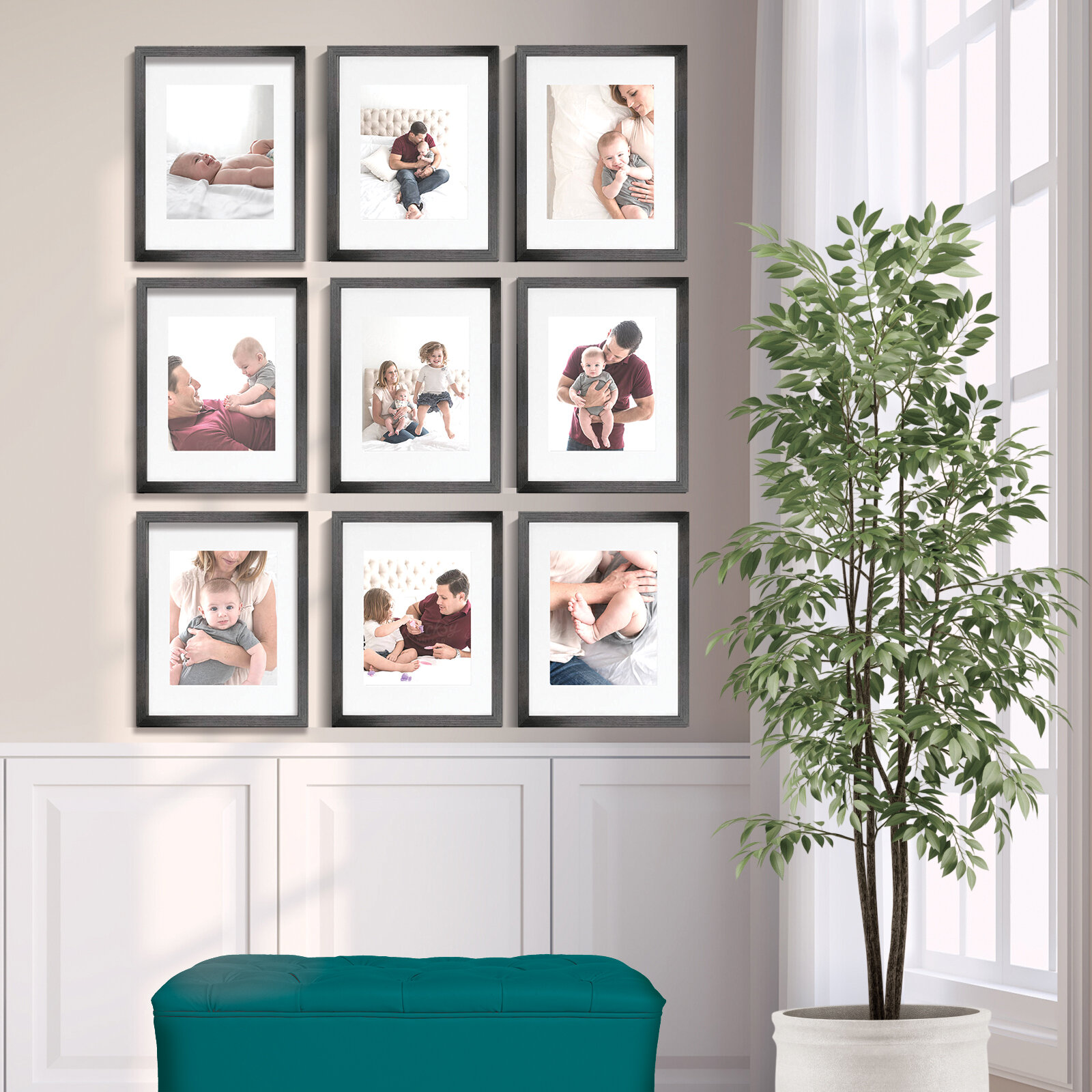 YOT 9 Pcs Picture Frames Collage Photo Frame DIY Stickers Gallery Wall Frame Set for Living Room Home Décor Gallery Color : D