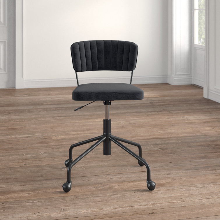 Tania Contemporary Black Velvet 28.5" Swivel Task Chair