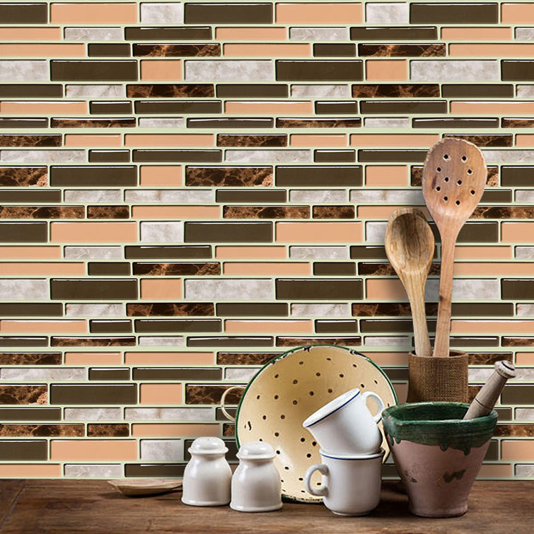 Brown And Gray Peel And Stick Backsplash Kitchen Wallpaper 11.8Inch X 118.1Inch Bathroom Wallpaper Kitchen Backsplash Waterproof Contact Paper ...
